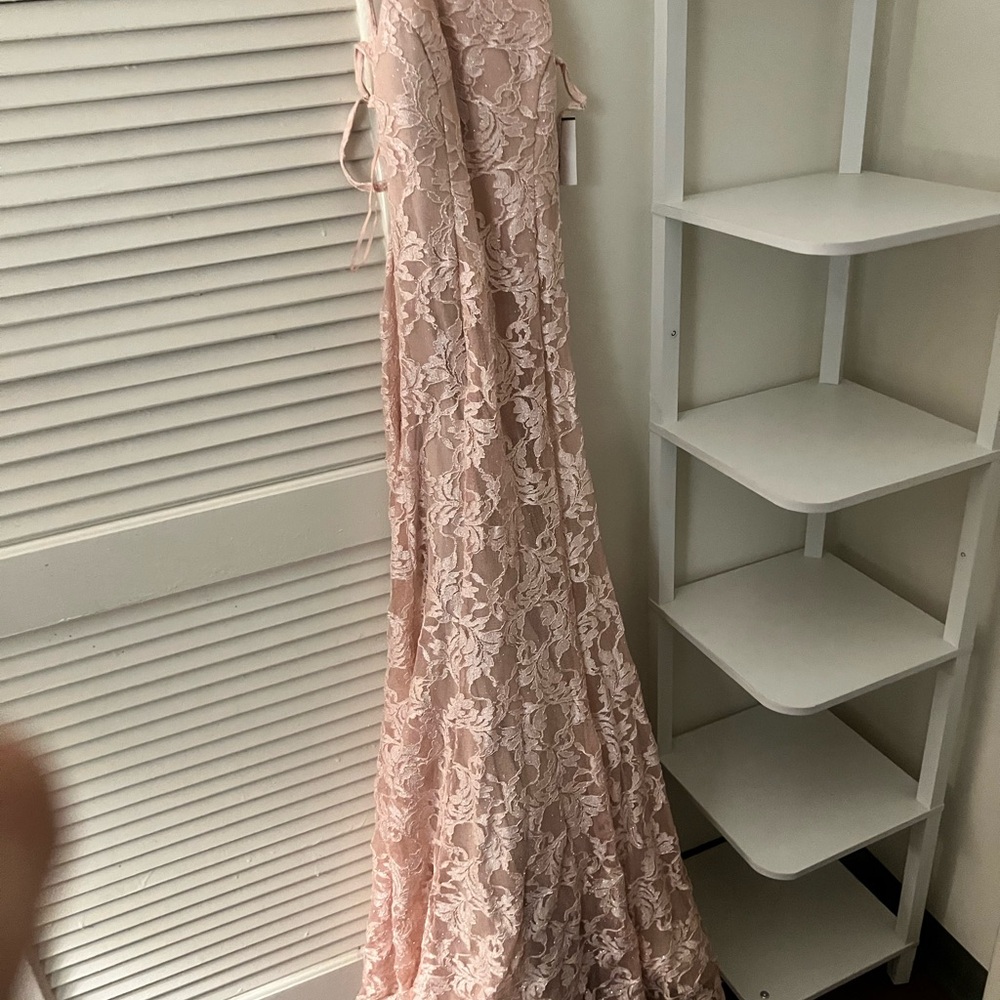 Blush Pink Lace Maxi Dress